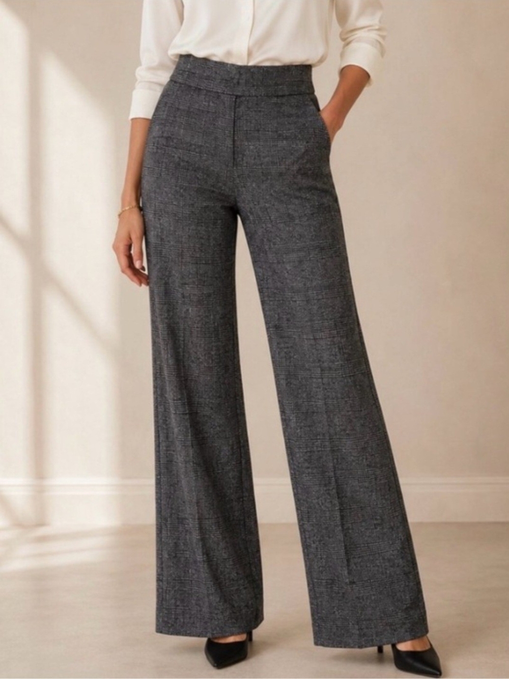 Cabi Bond Trouser High-Waist Wide-Leg Dress Pants - Charcoal Gray